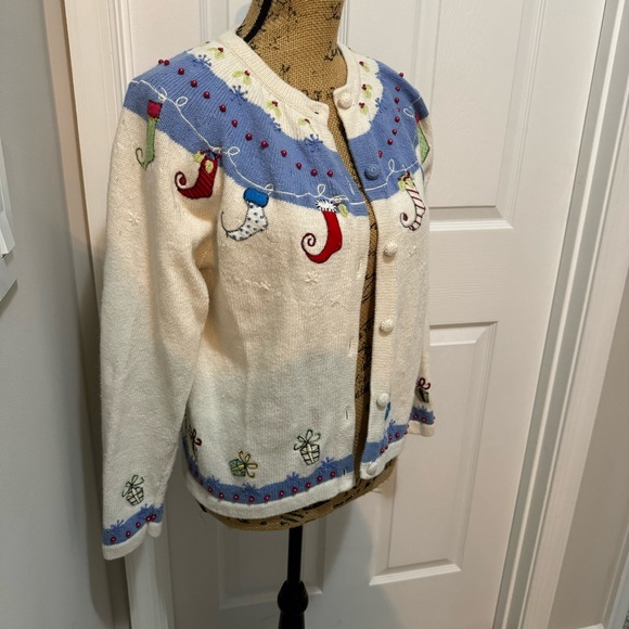 Vintage Holiday Stocking Cardigan - Picture 3 of 9